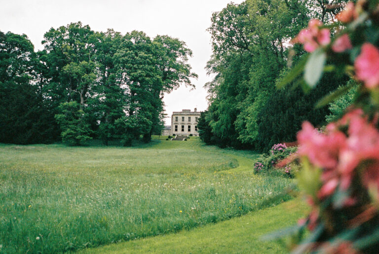 The gardens overlooking Hilton Park country house